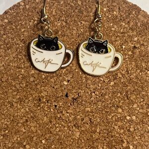 Cat in a Coffee Mug Earrings